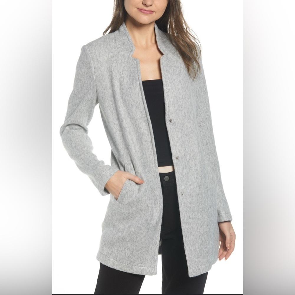 Vero Moda Women’s US 18 Katrine Brushed Fleece Long Coat Jacket Gray UK 22 XL - Picture 4 of 16